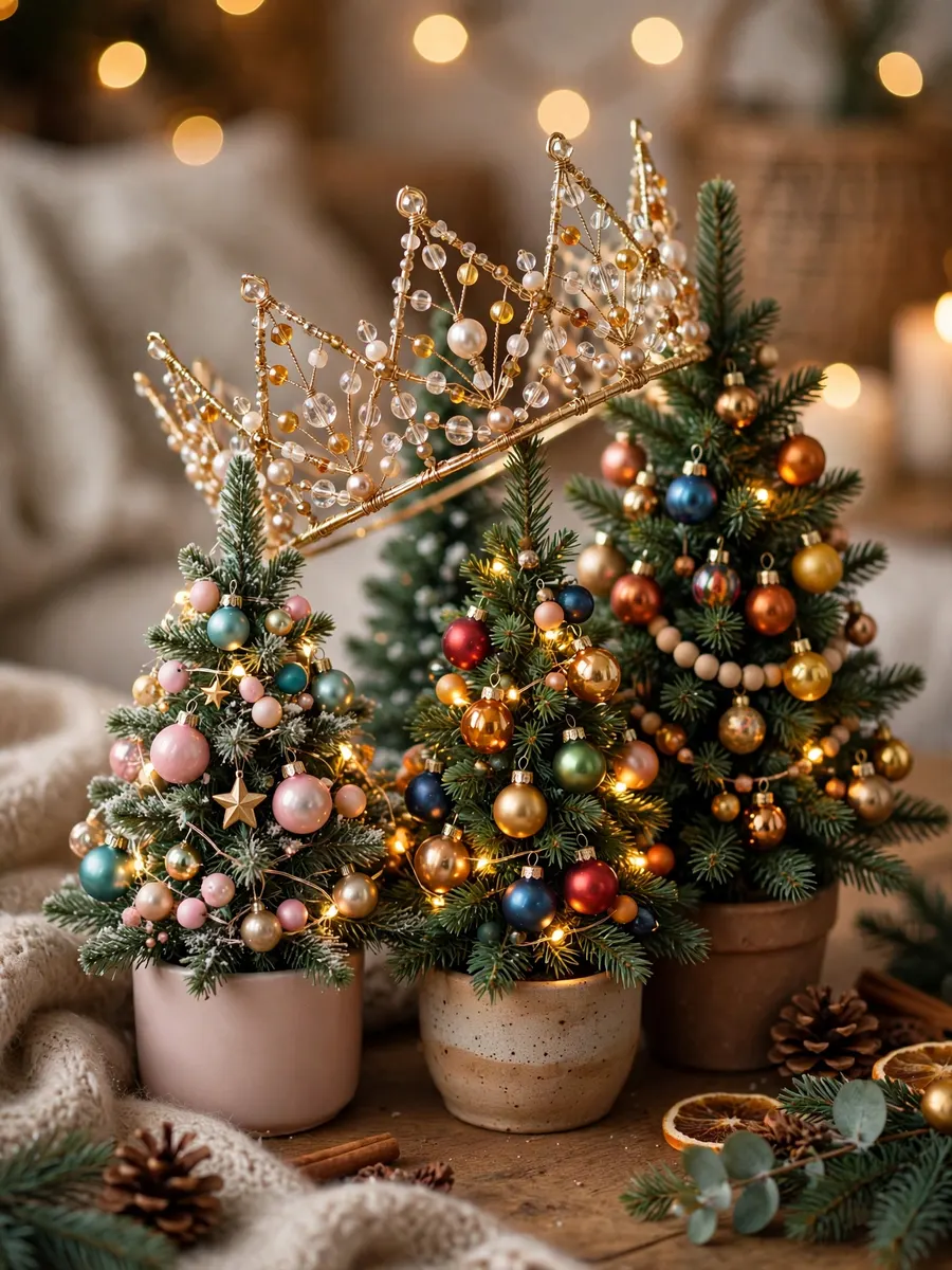 Beaded Wire Crown Touches idea for Color Christmas Trees