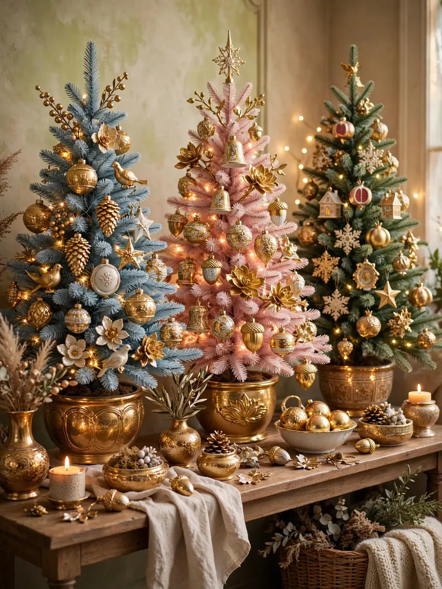 Burnished Gold Porcelain Styling idea for Color Christmas Trees
