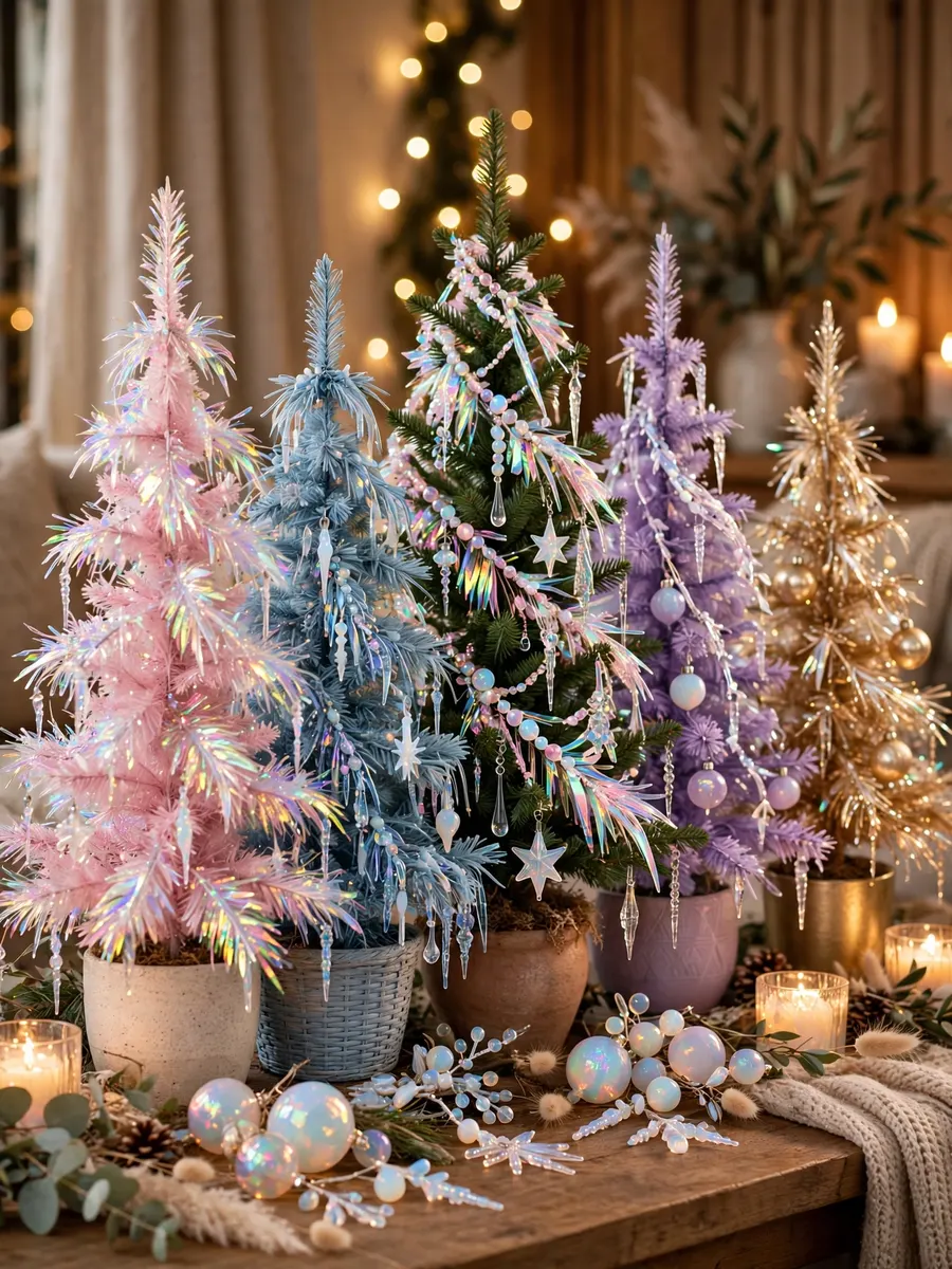 Opal Glass Tinsel Arrangements idea for Color Christmas Trees
