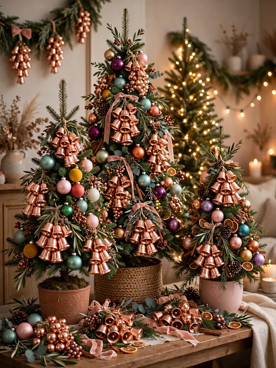 Rose Gold Bell Clusters idea for Color Christmas Trees