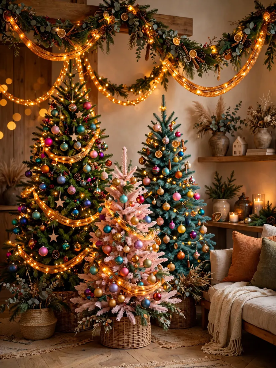 Amber Light Swags Features idea for Colored Christmas Trees