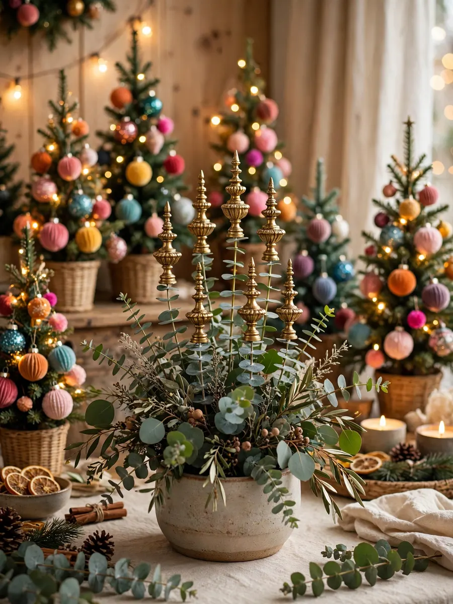 Eucalyptus Spray Finials Styling idea for Colored Christmas Trees