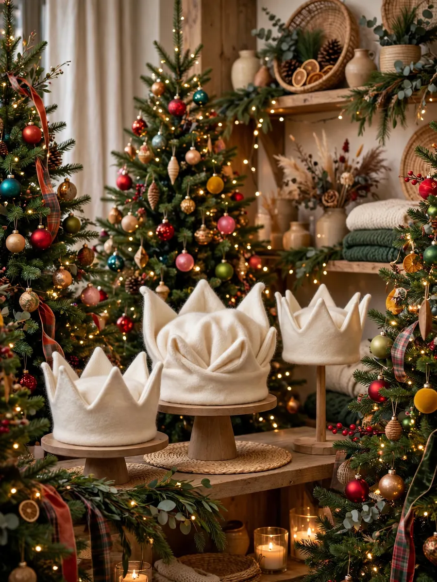 Ivory Cashmere Crown Displays idea for Colored Christmas Trees