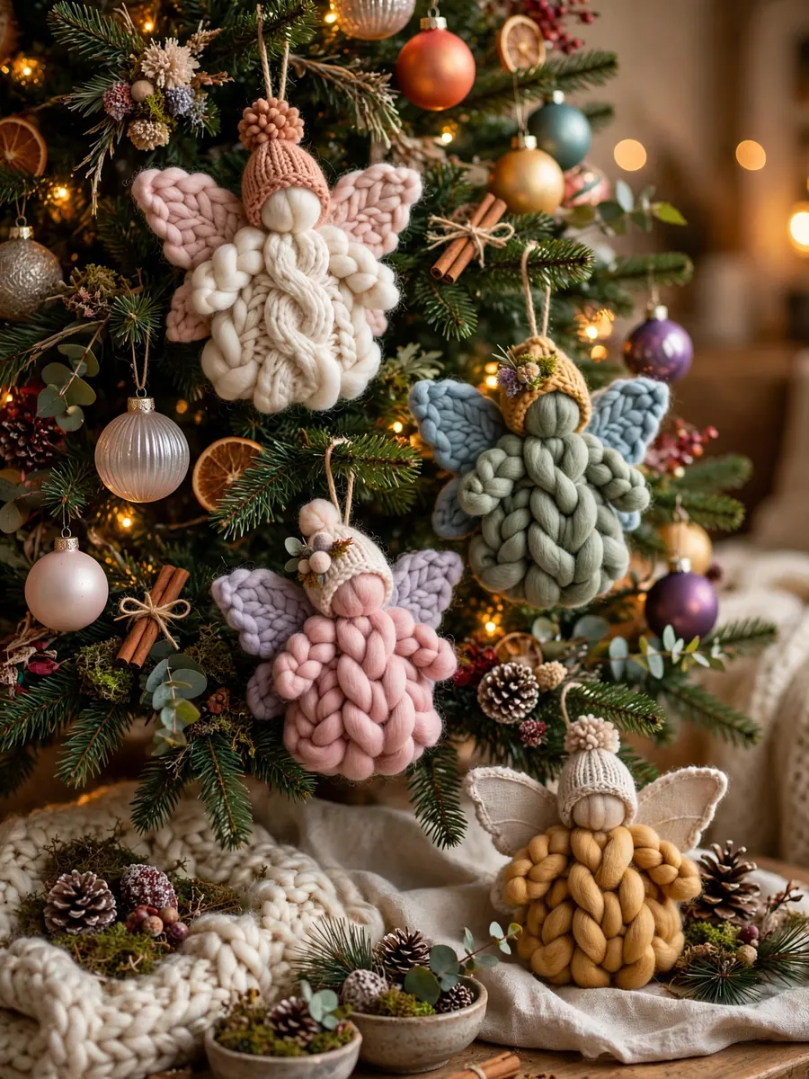 Chunky Wool Fairy Touches idea for Colorful Christmas Tree