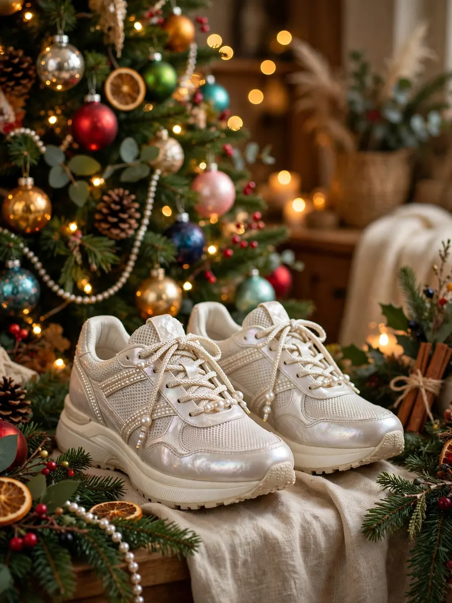 Lustrous Pearl Runners Features idea for Colorful Christmas Tree