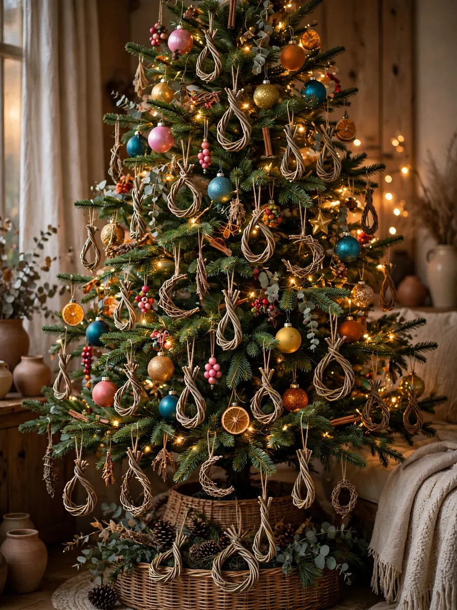 Twisted Willow Pendants Features idea for Colorful Christmas Tree