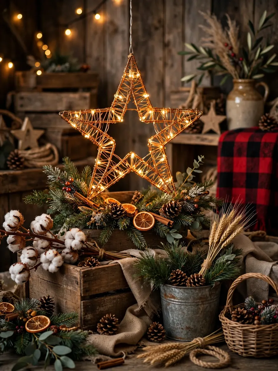Amber Light Wire Decor idea for Farm Christmas Decorations