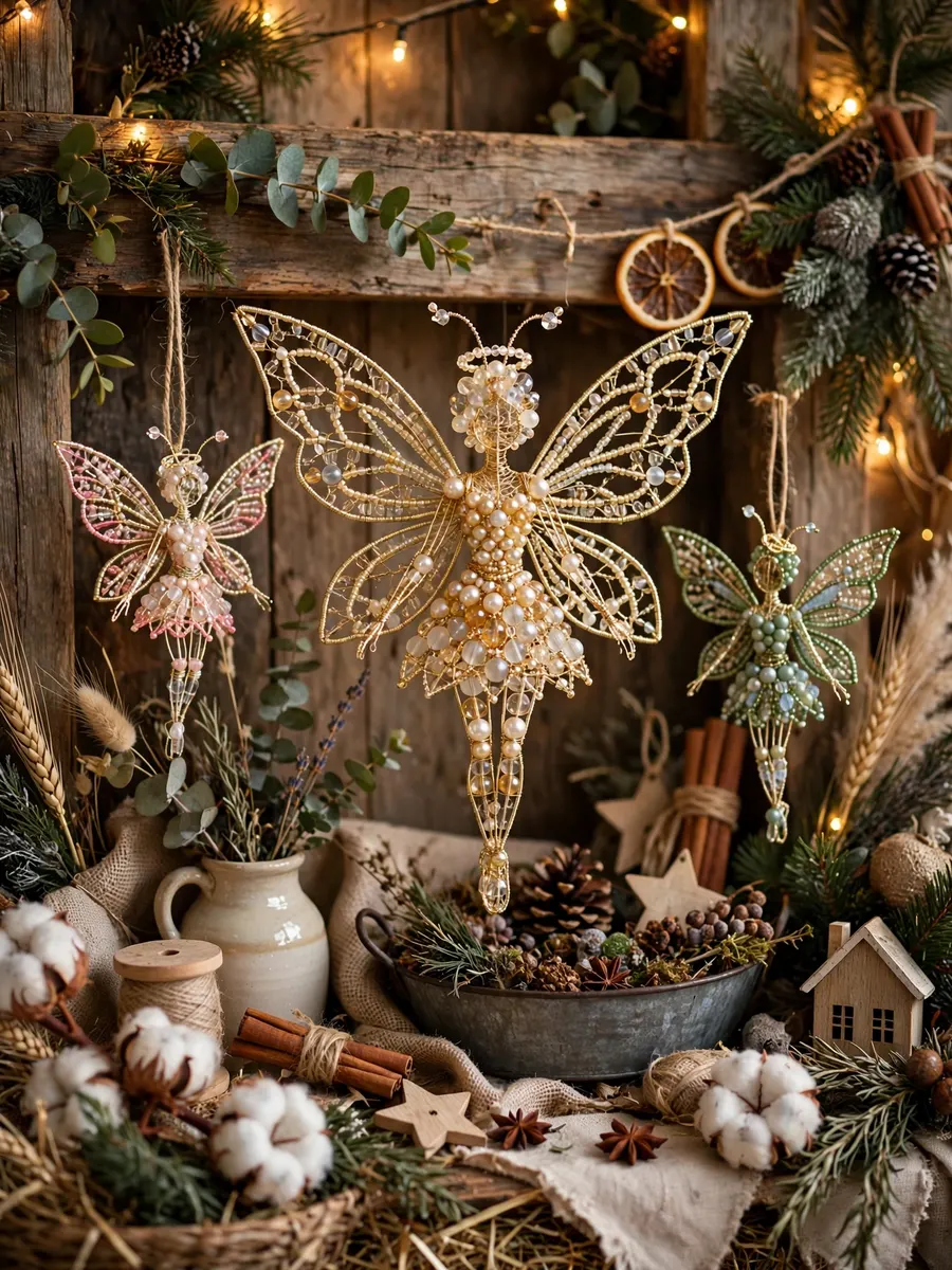 Beaded Wire Fairy Styling idea for Farm Christmas Decorations