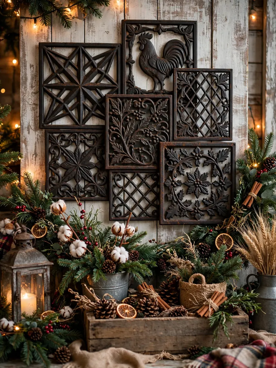 Cast Iron Panels Clusters idea for Farm Christmas Decorations