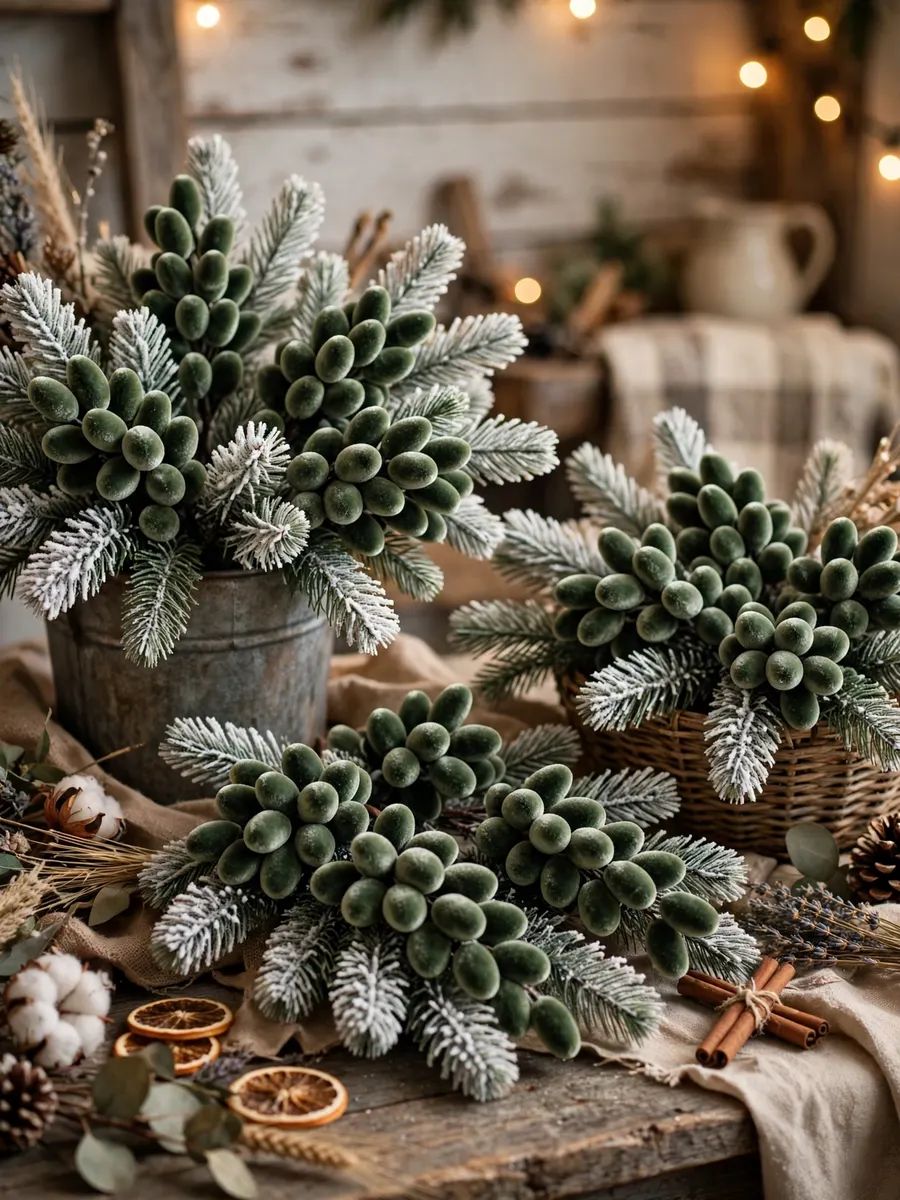 Flocked Needle Velvet Clusters idea for Farm Christmas Decorations