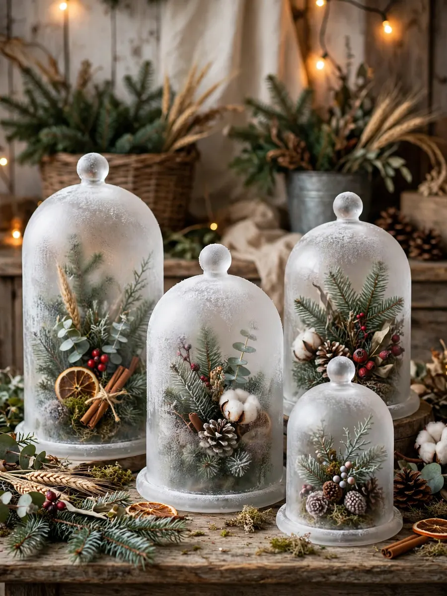 Frosted Glass Bough Displays idea for Farm Christmas Decorations