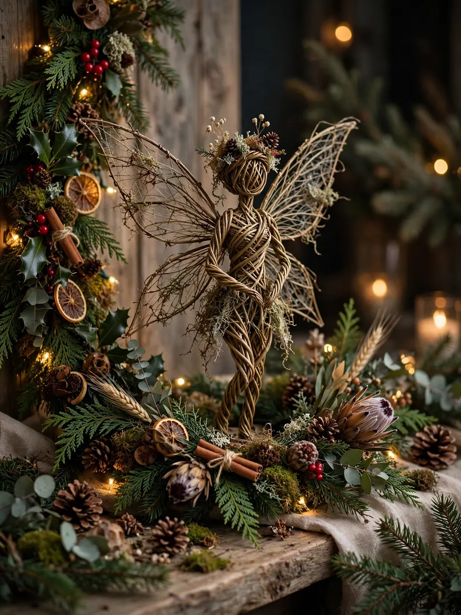 Twisted Willow Fairy Displays idea for Garland Christmas Tree