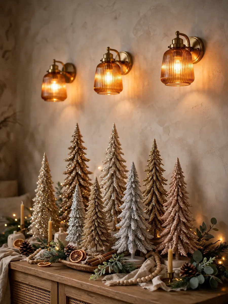 Amber Light Wall Touches idea for Glitter Christmas Trees