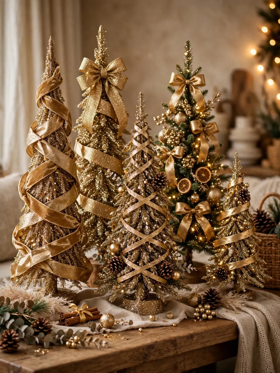 Burnished Gold Ribbon Concepts idea for Glitter Christmas Trees