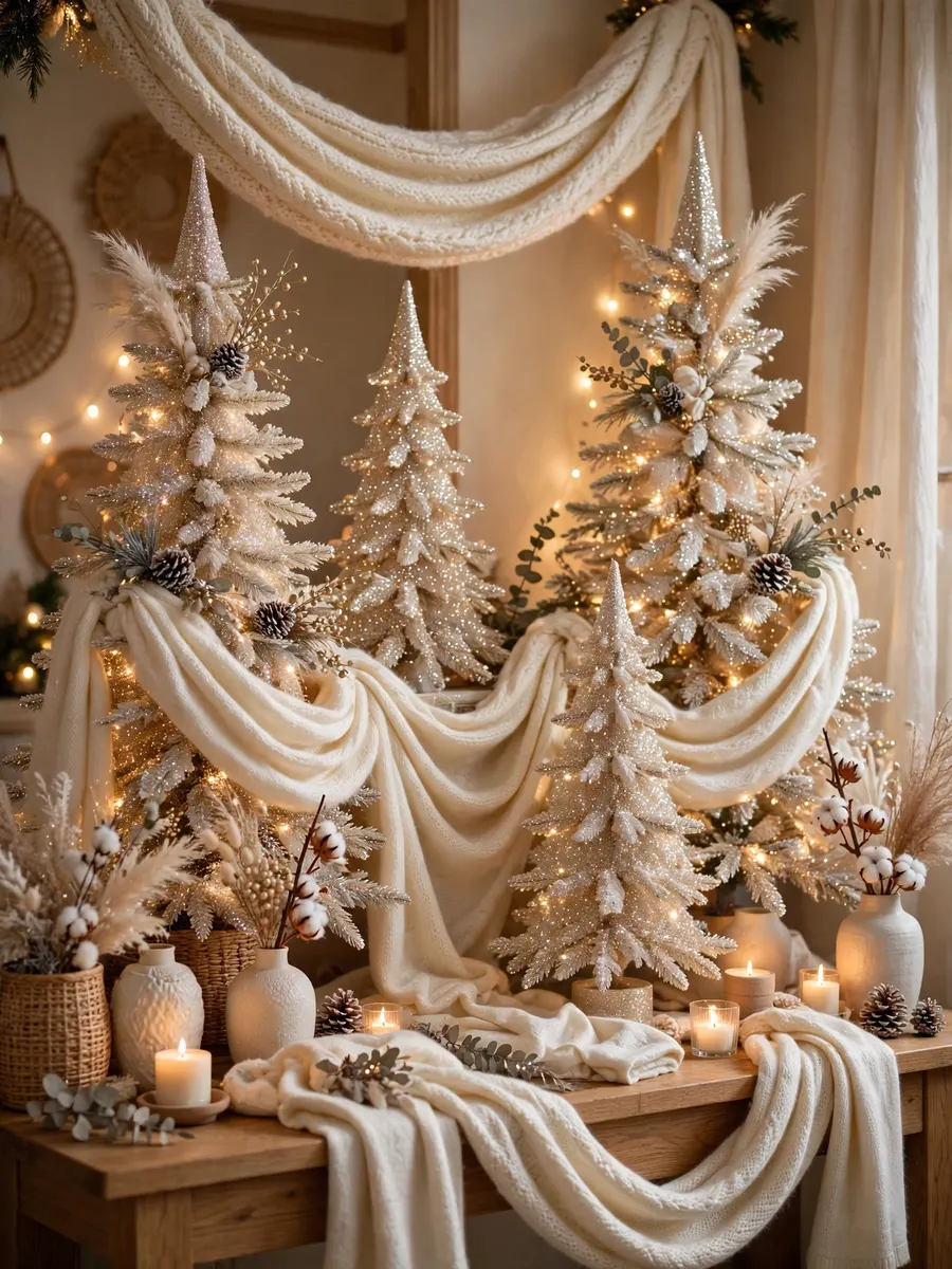 Ivory Cashmere Swags Accents idea for Glitter Christmas Trees