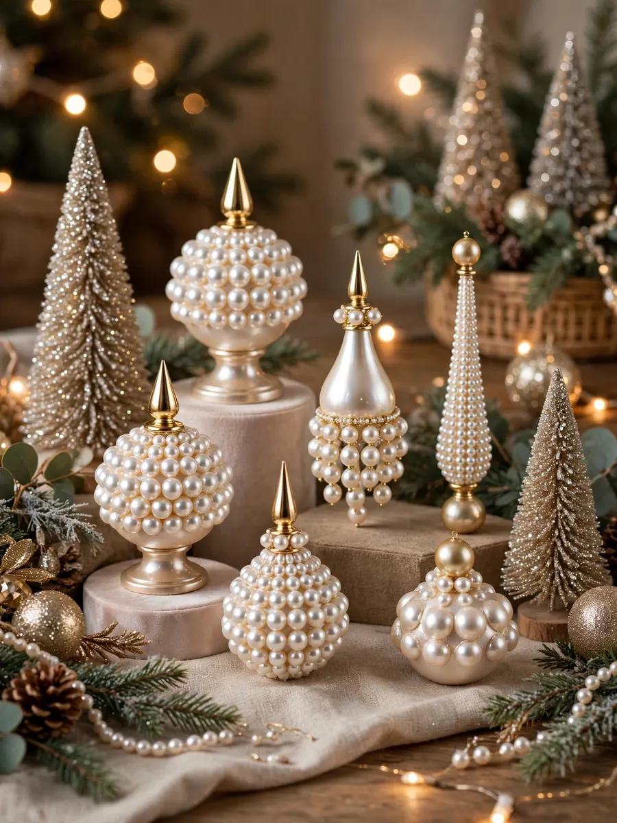 Lustrous Pearl Finials Concepts idea for Glitter Christmas Trees