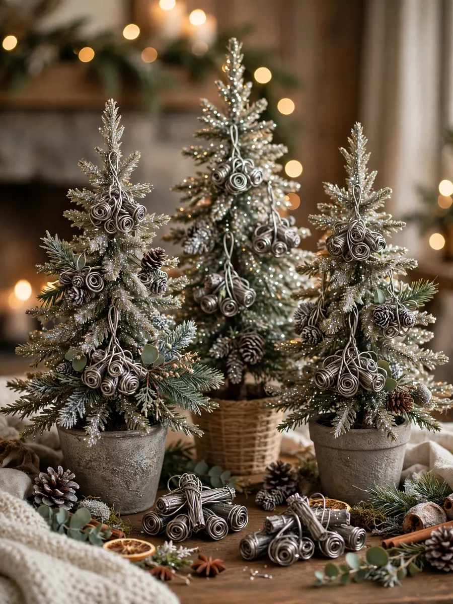 Pewter Wire Hearth Clusters idea for Glitter Christmas Trees