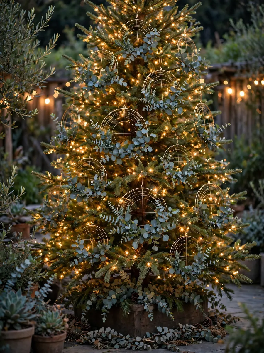 Eucalyptus Spray Wire Vignettes idea for Huge Outdoor Christmas Tree