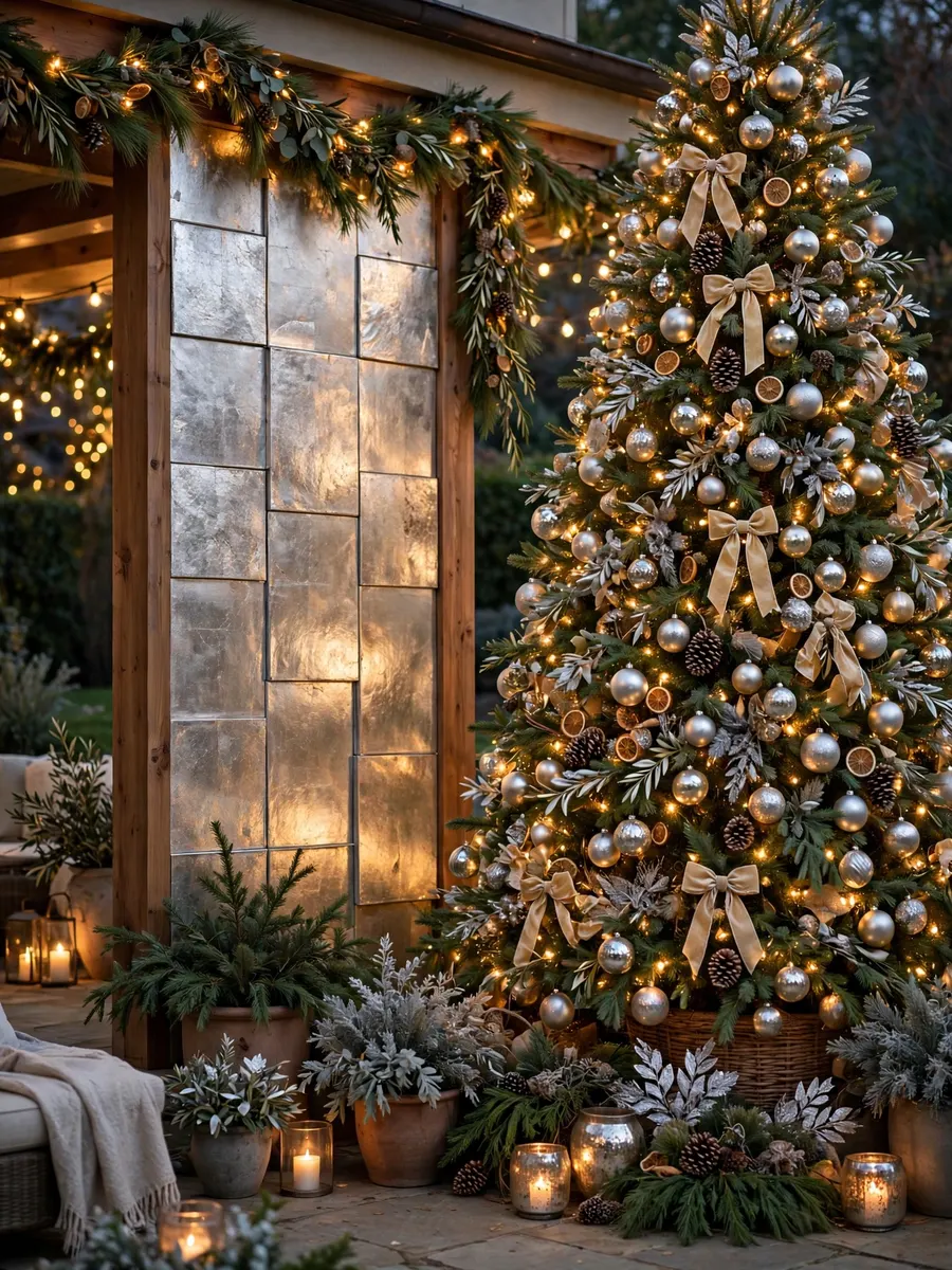 Silver Leaf Wall Concepts idea for Huge Outdoor Christmas Tree