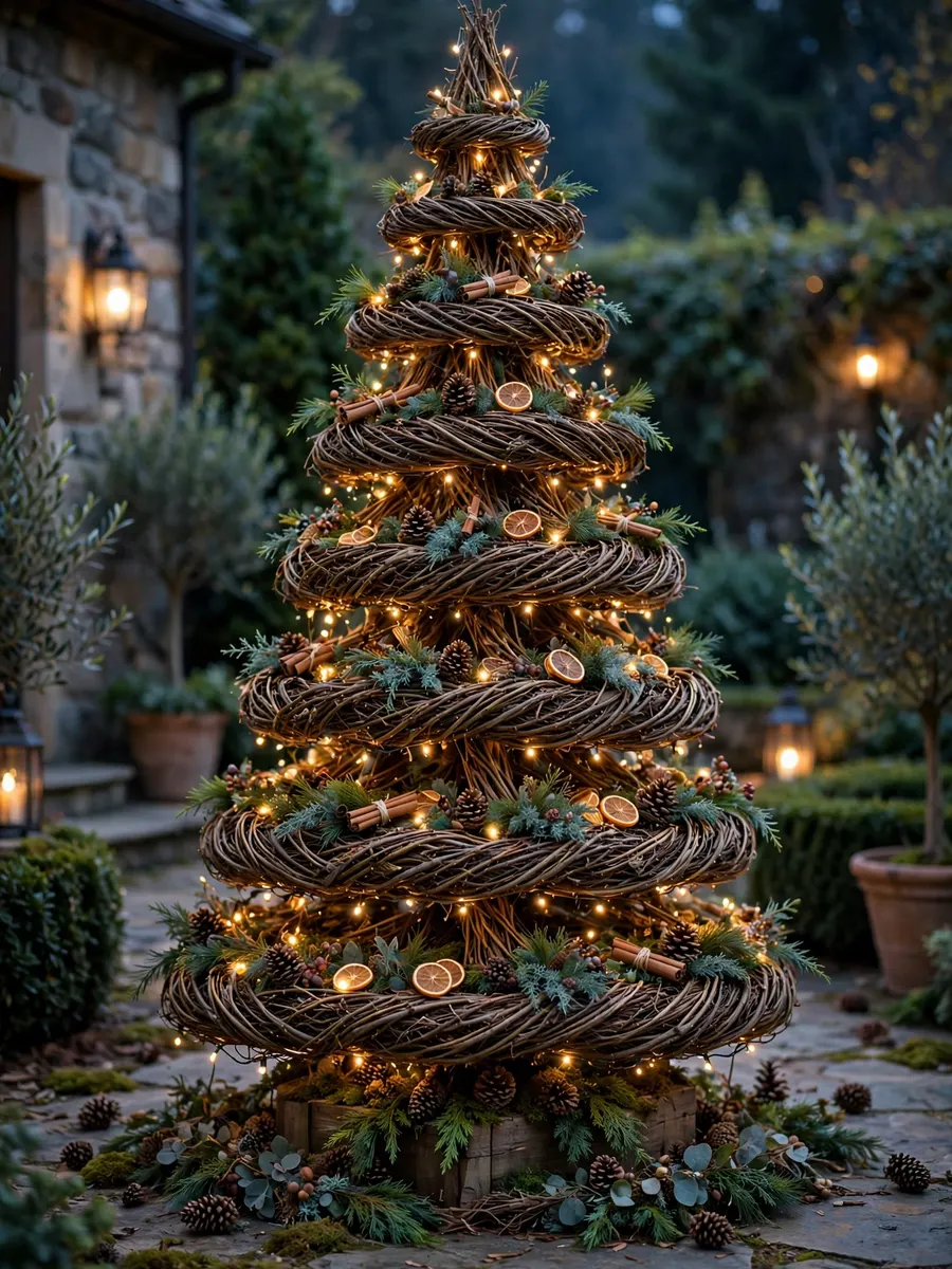 Twisted Willow Crown Tiers idea for Huge Outdoor Christmas Tree