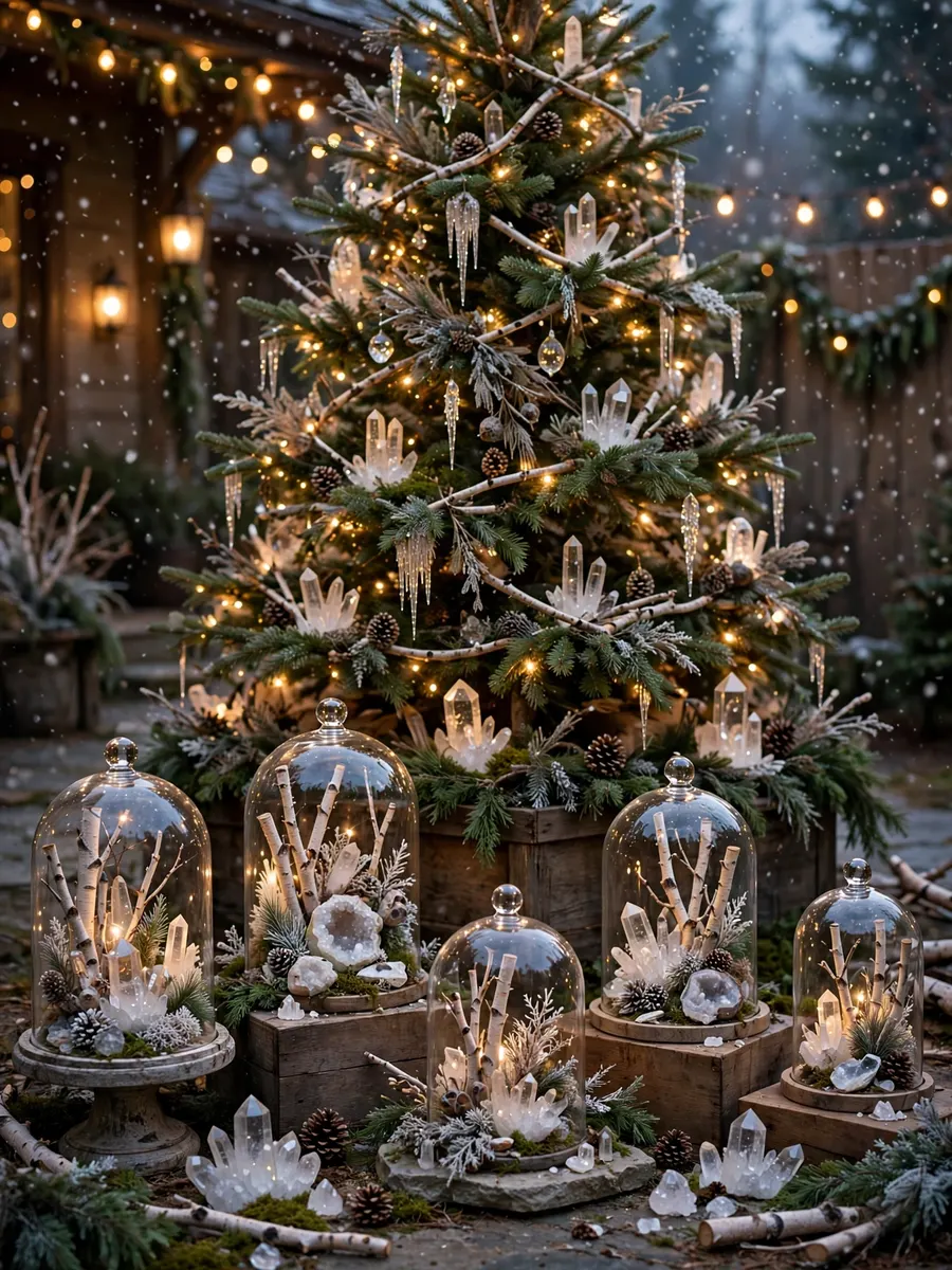 Birch Twig Crystal Vignettes idea for Large Outdoor Christmas Tree