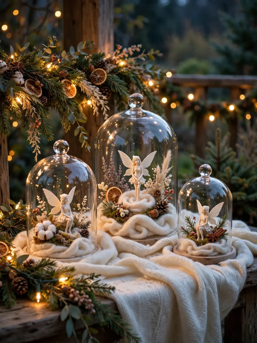 Ivory Cashmere Fairy Vignettes idea for Outdoor Lighted Christmas Garland