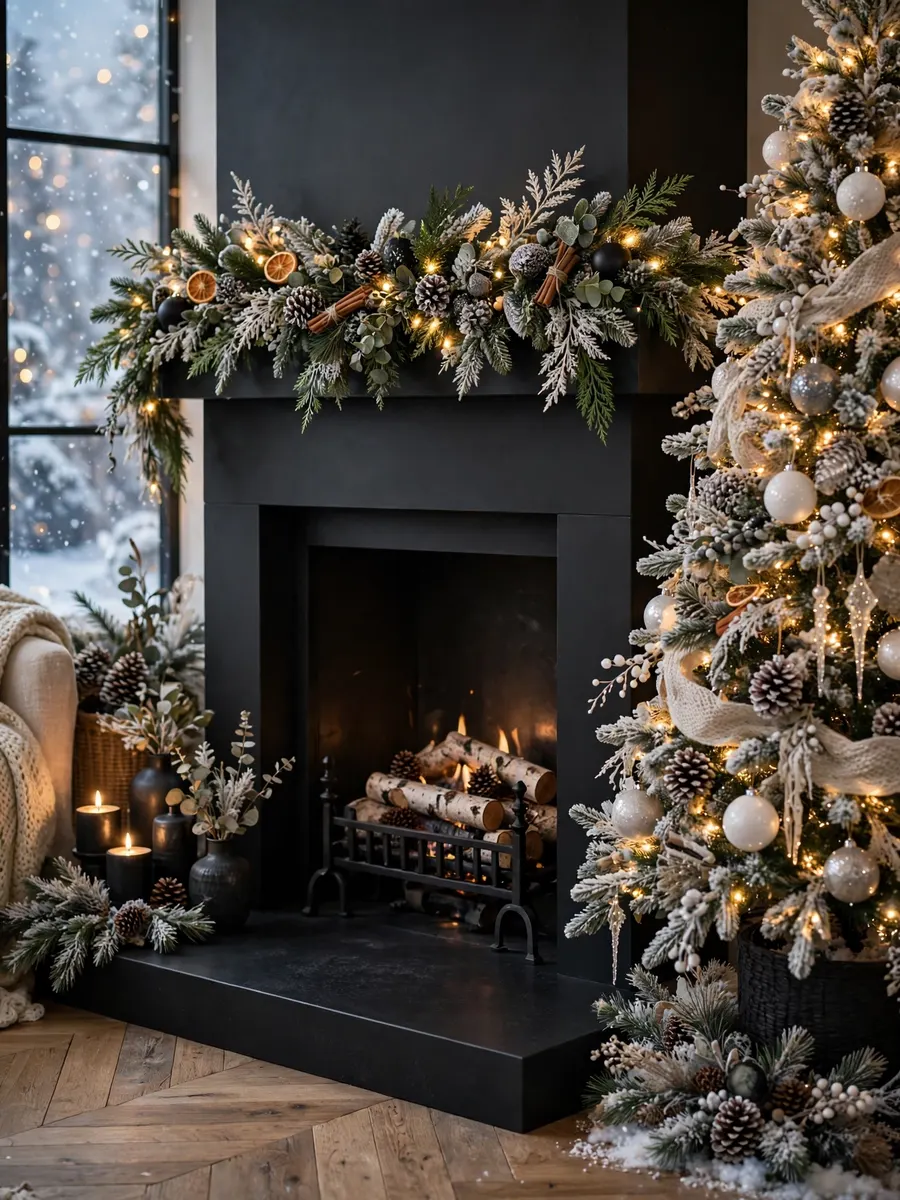 Matte Black Hearth Touches idea for Winter Wonderland Christmas Tree Decorations